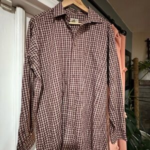 L.L. Bean Men's Plaid Button Down Shirt - in brown 100%cotton large-tall